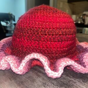 Handcrafted Red and Pink Crochet Hat